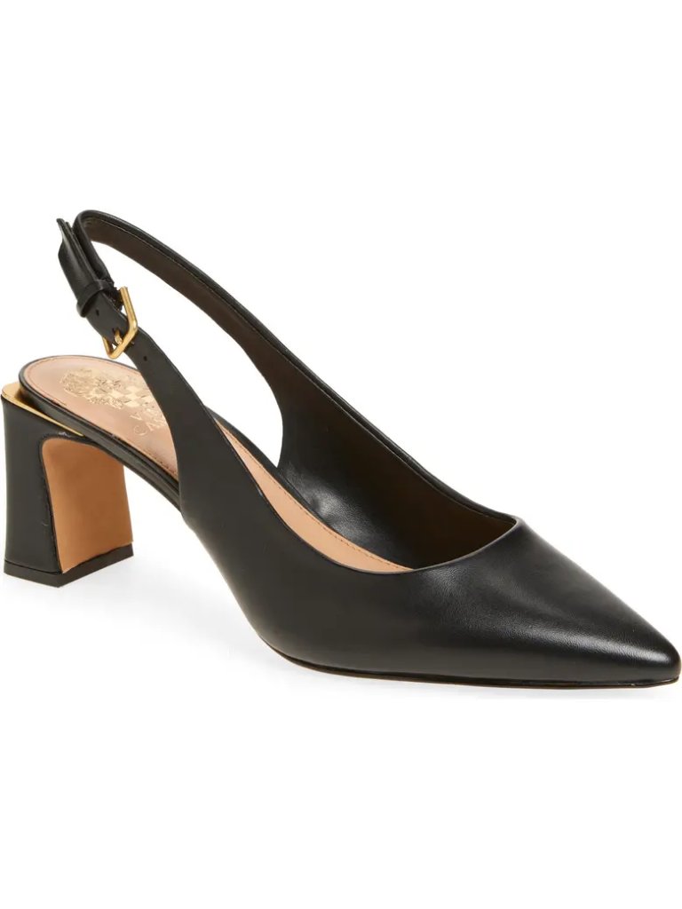 Vince Camuto Hamden Pointed Toe Slingback Pump Black Nappa Leather Sz 10 Nwt